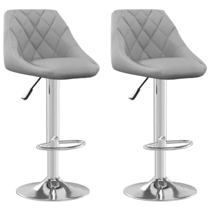 Tabourets de bar lot de 2 gris clair velours 2