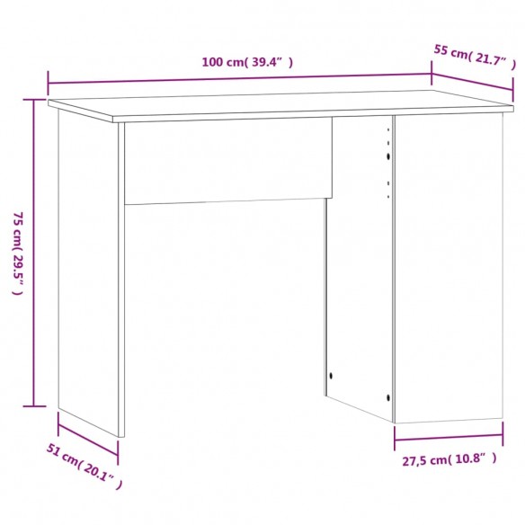 Bureau chêne sonoma 100x55x75 cm bois d'ingénierie Bureau chêne sonoma 100x55x75 cm bois d'ingénierie