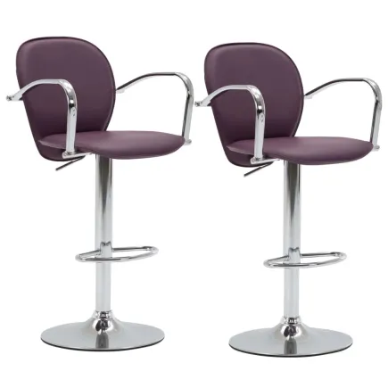 Tabourets de bar avec accoudoir lot de 2 violet similicuir 2
