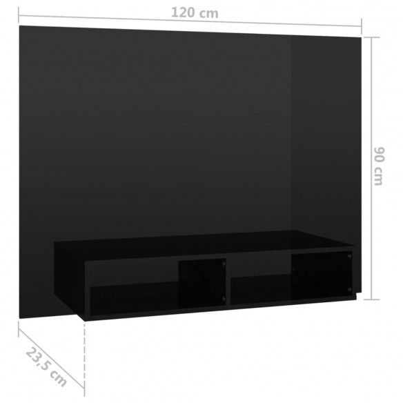 Meuble TV mural Noir brillant 120x23,5x90 cm Aggloméré