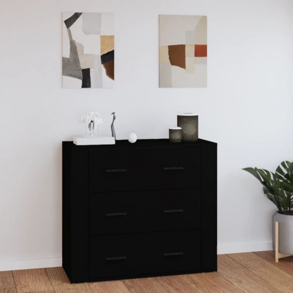 Buffet Noir 80x33x70 cm 
