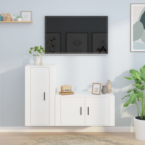 Ensemble de meubles TV 2 pcs Blanc 