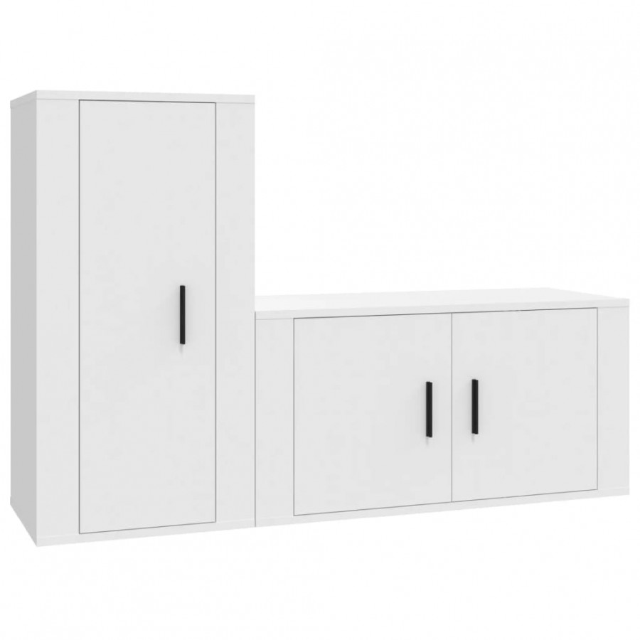 Ensemble de meubles TV 2 pcs Blanc 
