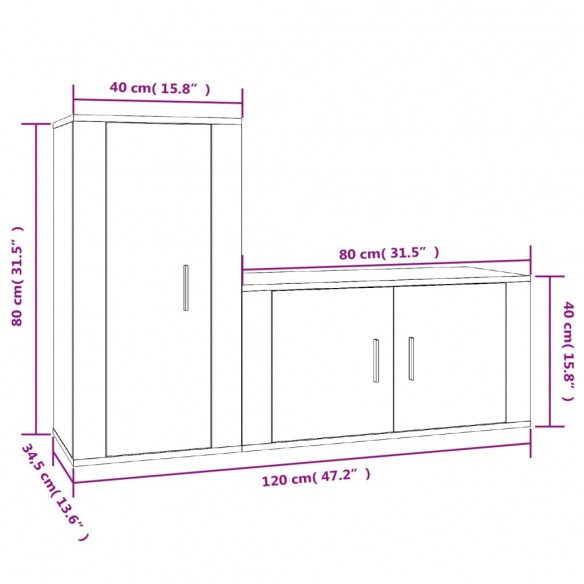 Ensemble de meubles TV 2 pcs Blanc 