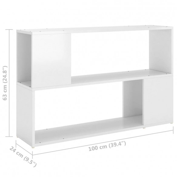 Bibliothèque Blanc brillant 100x24x63 cm Aggloméré Bibliothèque Blanc brillant 100x24x63 cm Aggloméré