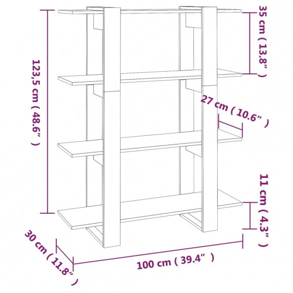 Bibliothèque/Séparateur de pièce Blanc brillant 100x30x123,5 cm Bibliothèque/Séparateur de pièce Blanc brillant 100x30x123,5 cm