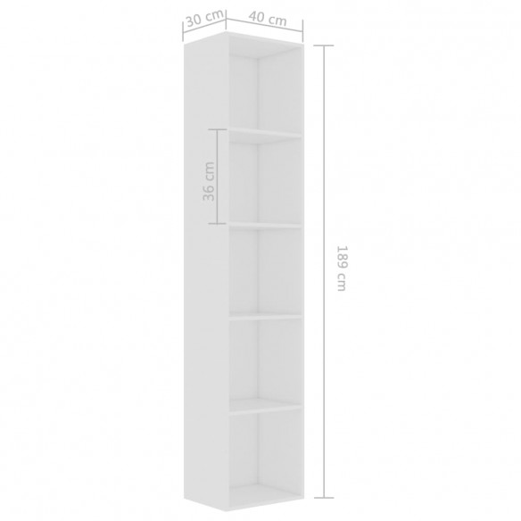 Bibliothèque Blanc 40x30x189 cm Aggloméré Bibliothèque Blanc 40x30x189 cm Aggloméré