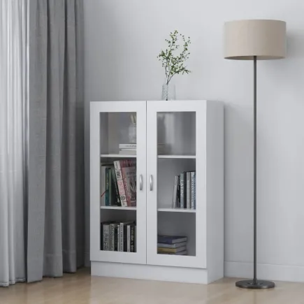 Armoire à vitrine Blanc 82,5x30,5x115 cm Aggloméré