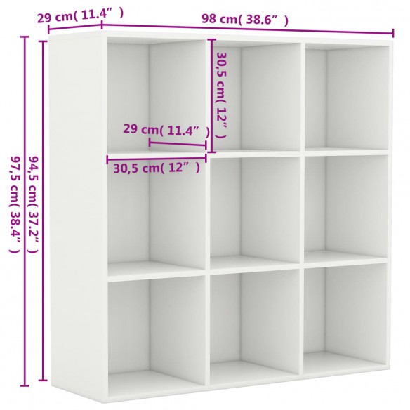 Bibliothèque Blanc 98x30x98 cm Aggloméré Bibliothèque Blanc 98x30x98 cm Aggloméré