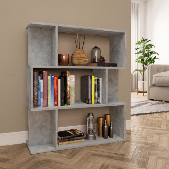 Bibliothèque/Séparateur de pièce Gris béton 80x24x96 cm