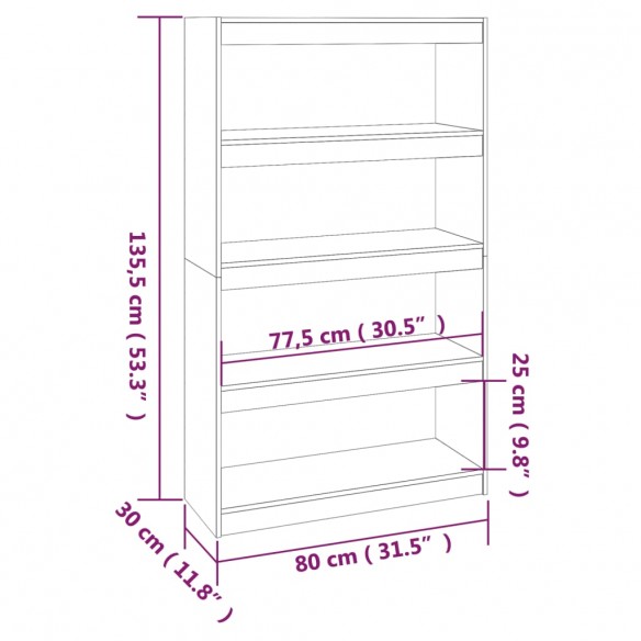 Bibliothèque/Séparateur de pièce 80x30x135,5 cm Bois de pin Bibliothèque/Séparateur de pièce 80x30x135,5 cm Bois de pin