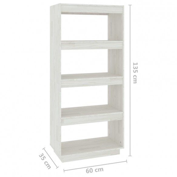Bibliothèque/Séparateur de pièce Blanc 60x35x135 cm Pin massif Bibliothèque/Séparateur de pièce Blanc 60x35x135 cm Pin massif