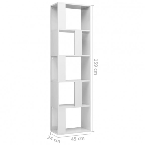 Bibliothèque/Séparateur de pièce Blanc brillant 45x24x159 cm Bibliothèque/Séparateur de pièce Blanc brillant 45x24x159 cm