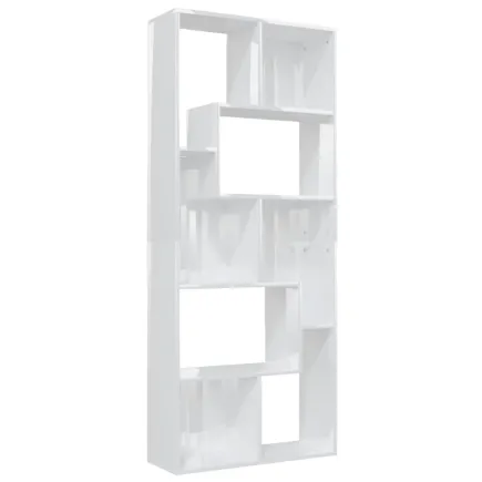 Bibliothèque Blanc brillant 67x24x161 cm Aggloméré 2