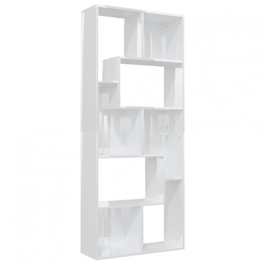 Bibliothèque Blanc brillant 67x24x161 cm Aggloméré