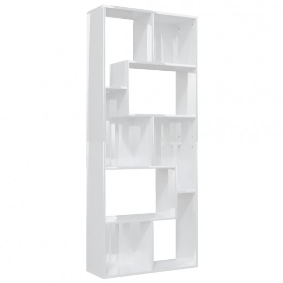 Bibliothèque Blanc brillant 67x24x161 cm Aggloméré Bibliothèque Blanc brillant 67x24x161 cm Aggloméré
