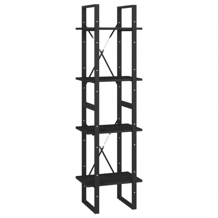 Bibliothèque à 4 niveaux Noir 40x30x140 cm Bois de pin massif