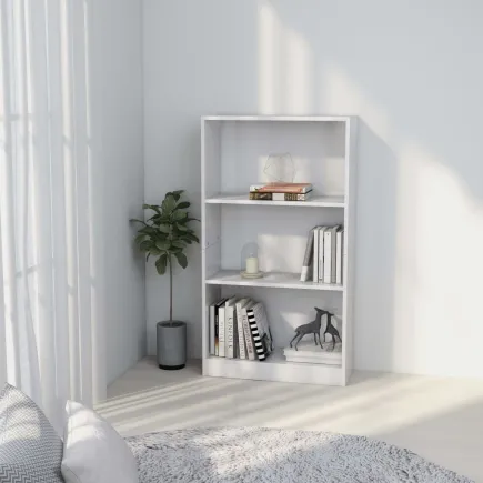 Bibliothèque 3 niveaux Blanc 60x24x109 cm