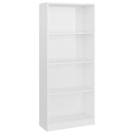 Bibliothèque à 4 niveaux Blanc brillant 60x24x142 cm Aggloméré 2