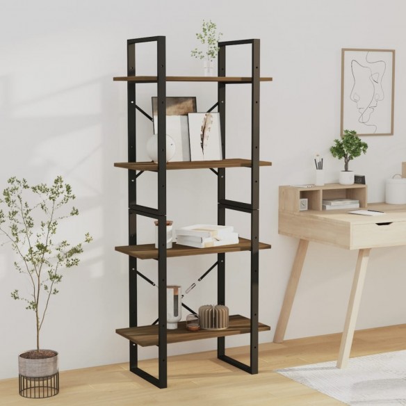 Bibliothèque 4 niveaux Chêne brun 60x30x140cm 
