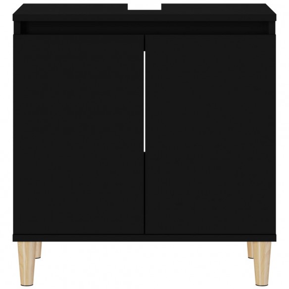 Meuble d'évier noir 58x33x60 cm bois d'ingénierie