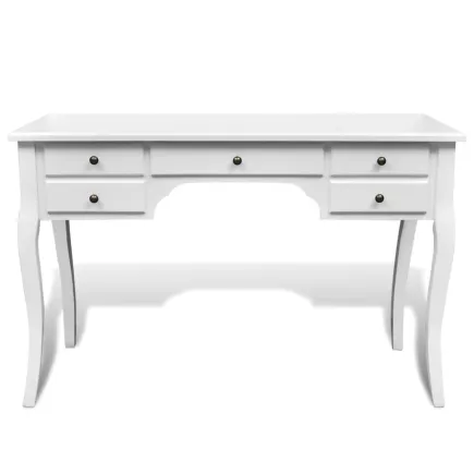 Bureau français en bois avec pieds courbés et 5 tiroirs 2