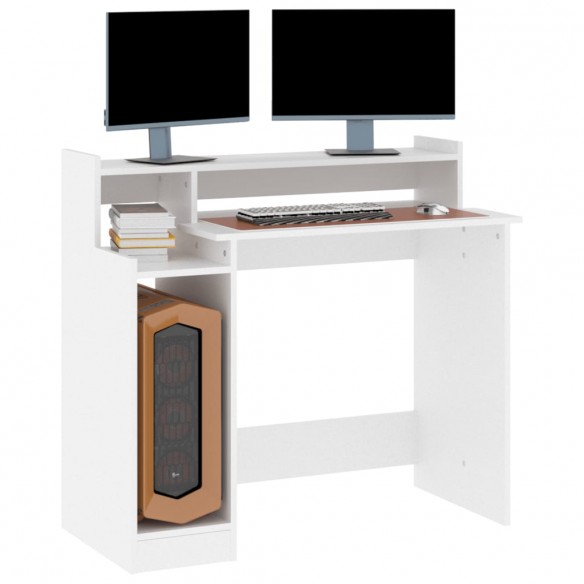 Bureau avec lumières LED Blanc 97x45x90 cm 