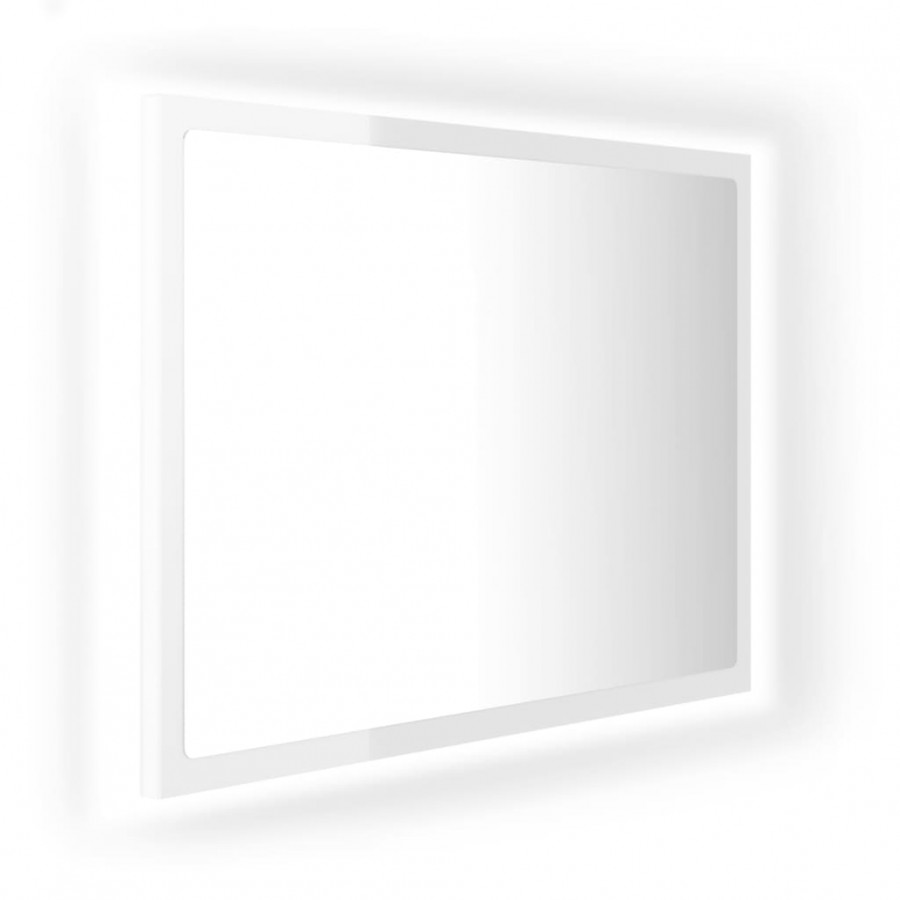 Miroir à LED de bain Blanc brillant 60x8,5x37 cm Acrylique