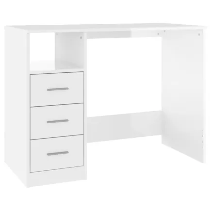 Bureau et tiroirs Blanc brillant 102x50x76 cm  2