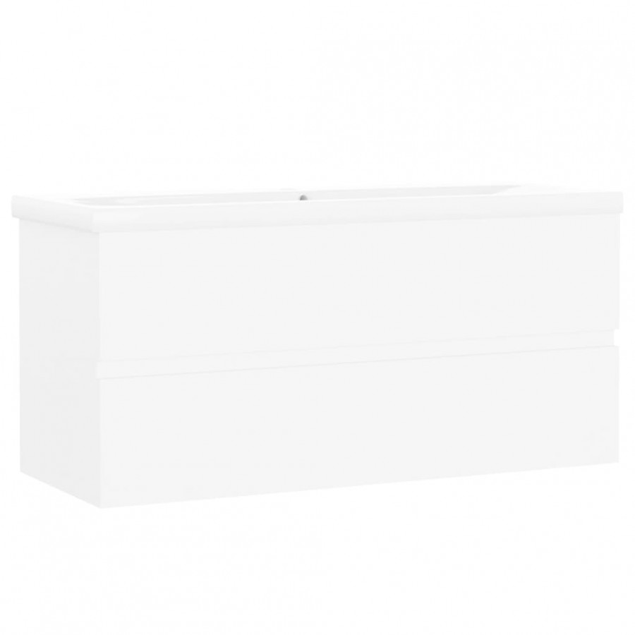 Armoire d'évier avec lavabo intégré Blanc Aggloméré