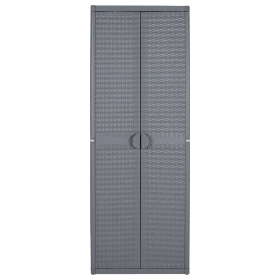Armoire de rangement de jardin gris 65x45x172 cm PP rotin
