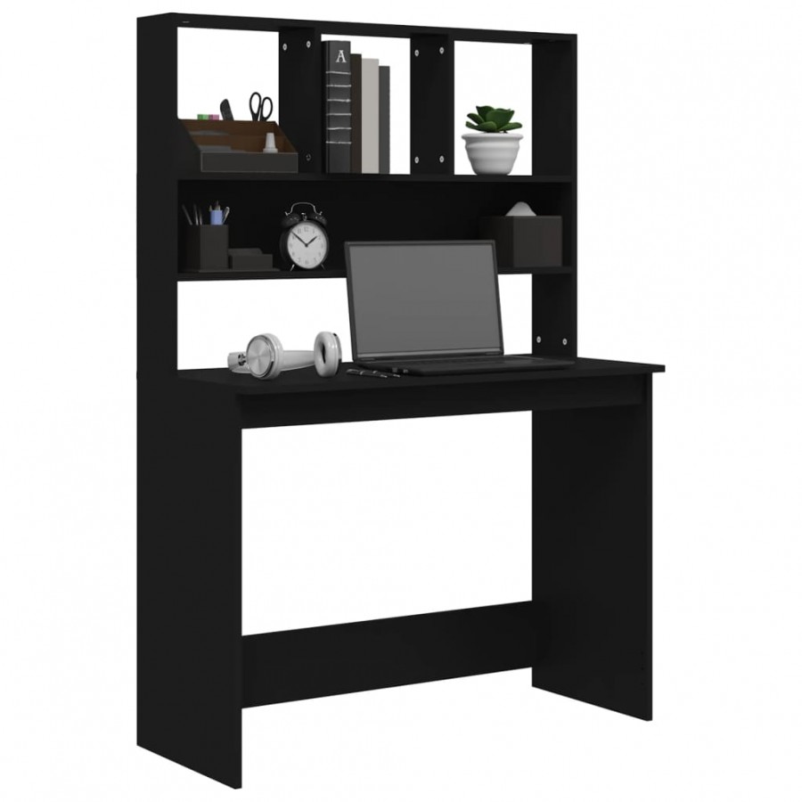 Bureau avec étagères Noir 102x45x148 cm