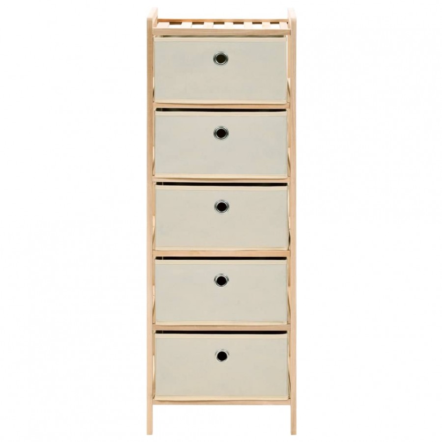 Étagère de rangement 5 paniers tissu bois de cèdre beige
