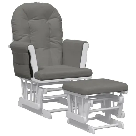 Chaise berçante avec repose-pied Gris foncé Tissu 2