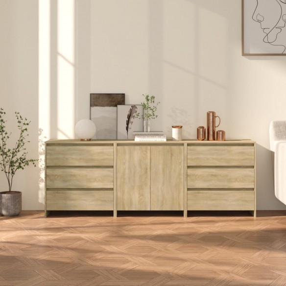 Buffets 3 pcs Chêne sonoma 