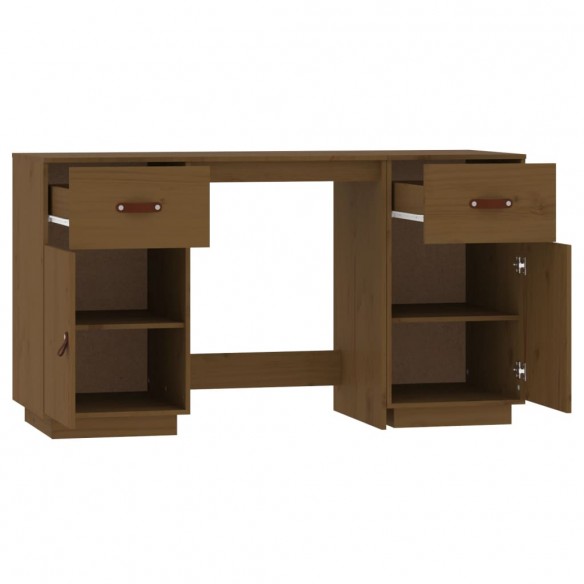 Bureau avec armoires Marron miel 135x50x75cm Bois massif de pin