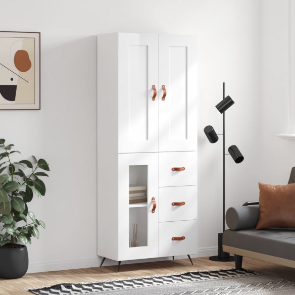 Buffet haut Blanc brillant 69,5x34x180 cm 
