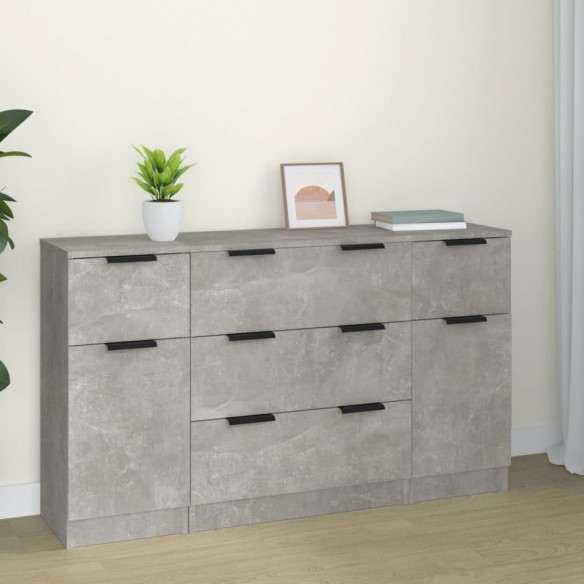 Ensemble de buffets 3 pcs Gris béton 