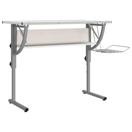 Bureau d'artisanat blanc et gris 110x53x(58-87) cm 2