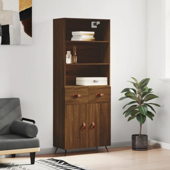 Buffet haut Chêne marron 69,5x34x180 cm 