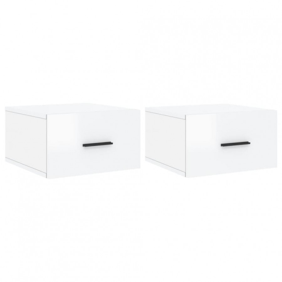 Tables de chevet murales 2 pcs blanc brillant 35x35x20 cm