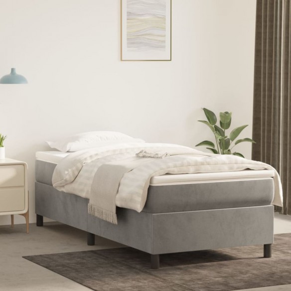 Lit Gris clair 90x200 cm Velours
