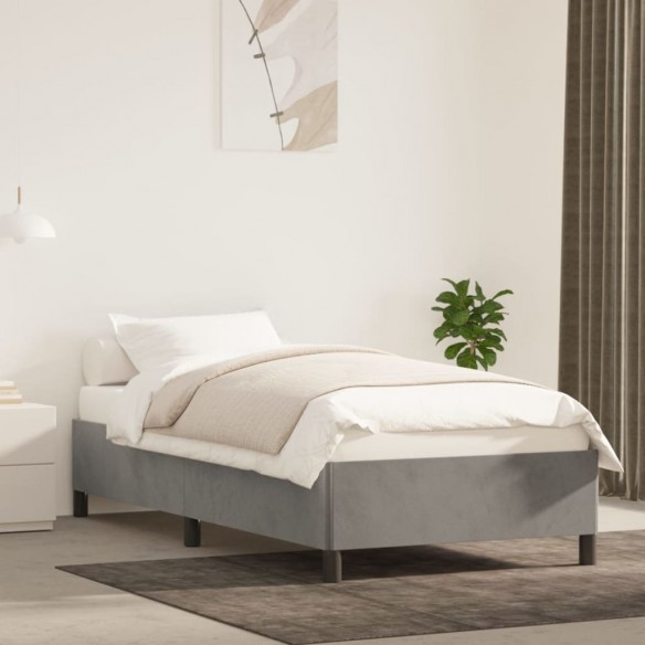 Lit Gris clair 90x200 cm Velours