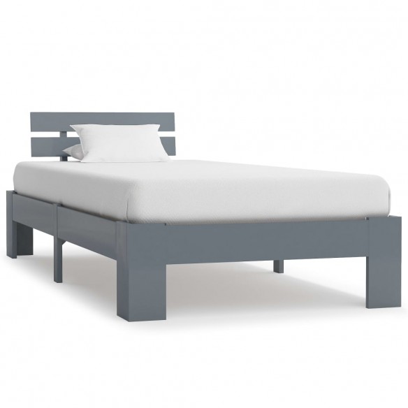 Lit Gris Bois de pin massif 100 x 200 cm