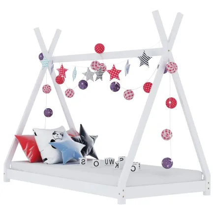 Lit d'enfant Blanc Bois de pin massif 70x140 cm