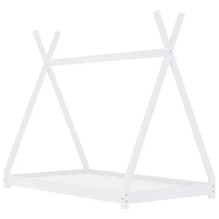 Lit d'enfant Blanc Bois de pin massif 70x140 cm 2