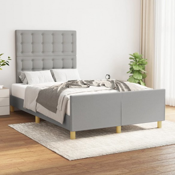 Lit avec tête de lit Gris clair 120x200 cm Tissu
