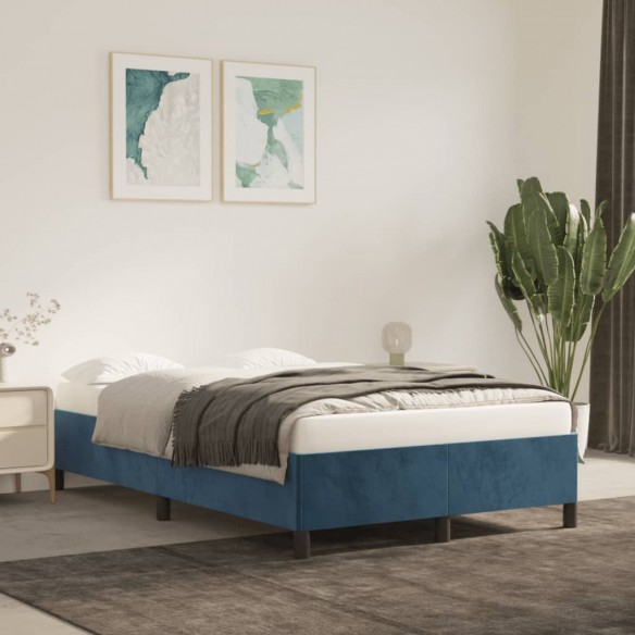 Lit Bleu foncé 120x200 cm Velours