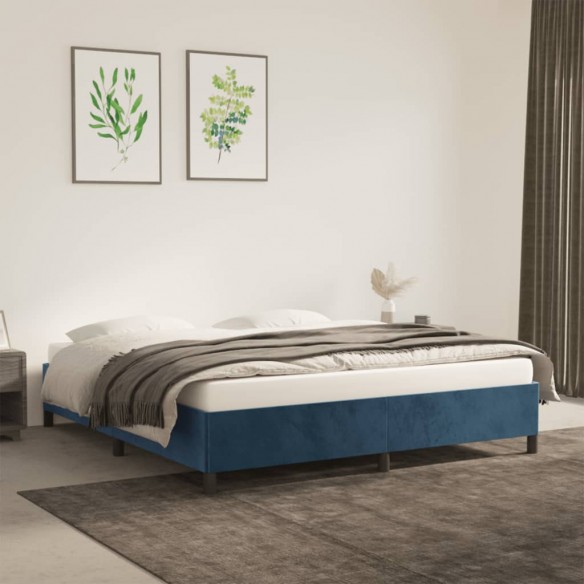 Lit Bleu foncé 180x200 cm Velours