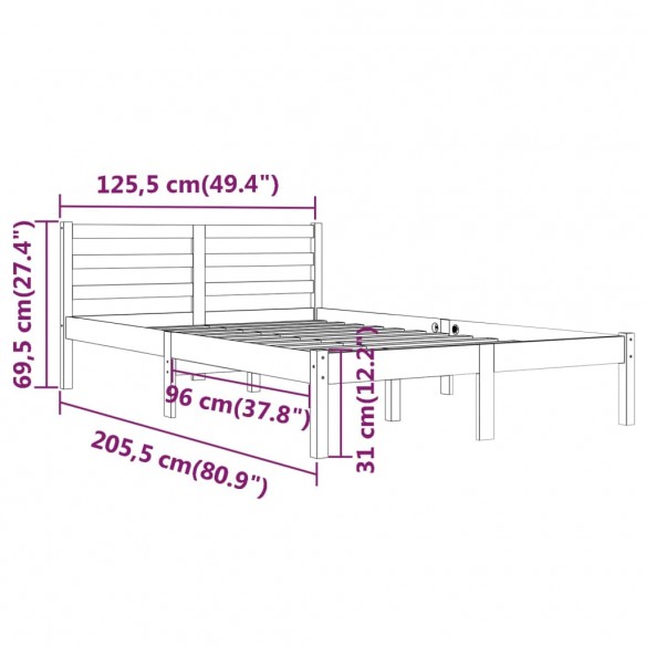 Lit Bois massif de pin 120x200 cm Blanc